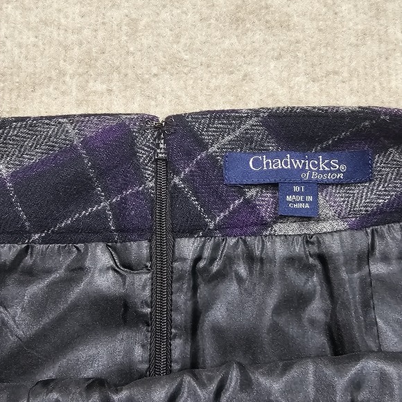 Chadwick’s Purple Plaid Wool Blend Long Pencil Skirt – Size 10 Tall - Picture 4 of 13